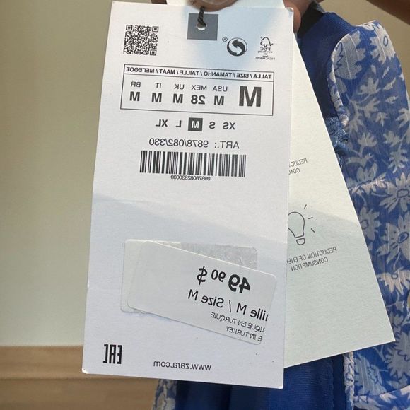 ZARA Blue and White Chiffon Mini skirt - Picture 5 of 6